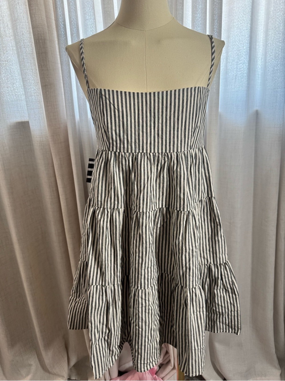 HYFVE Black and White Striped Mini Dress